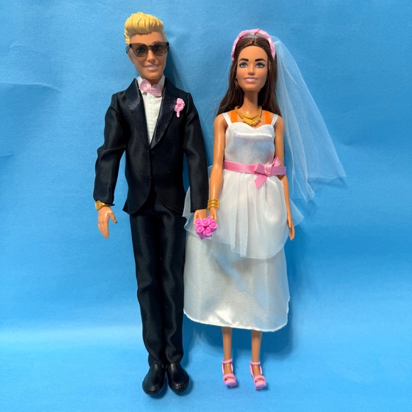 Barbie Other - Mattel Barbie and Ken Wedding Doll Set Bride and Groom HXX50 Tuxedo Dress 12in *